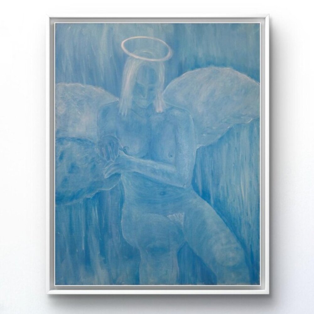 ORIGINAL OOAK Painting - FALLEN ANGEL - 22" X 28" Modern, Contemporary saintxart